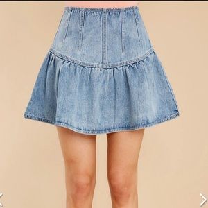 Denim Flared Mini Skirt SMALL